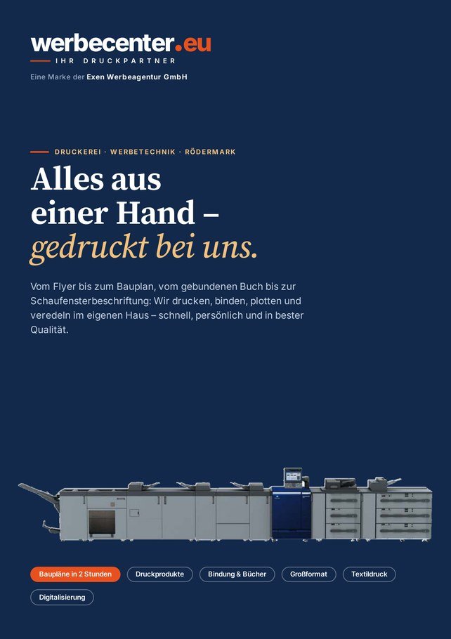 Titelseite der Werbecenter-Broschüre