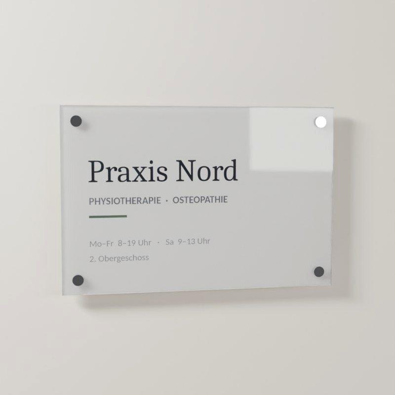 Werbetechnik: Schild mit Abstandshaltern